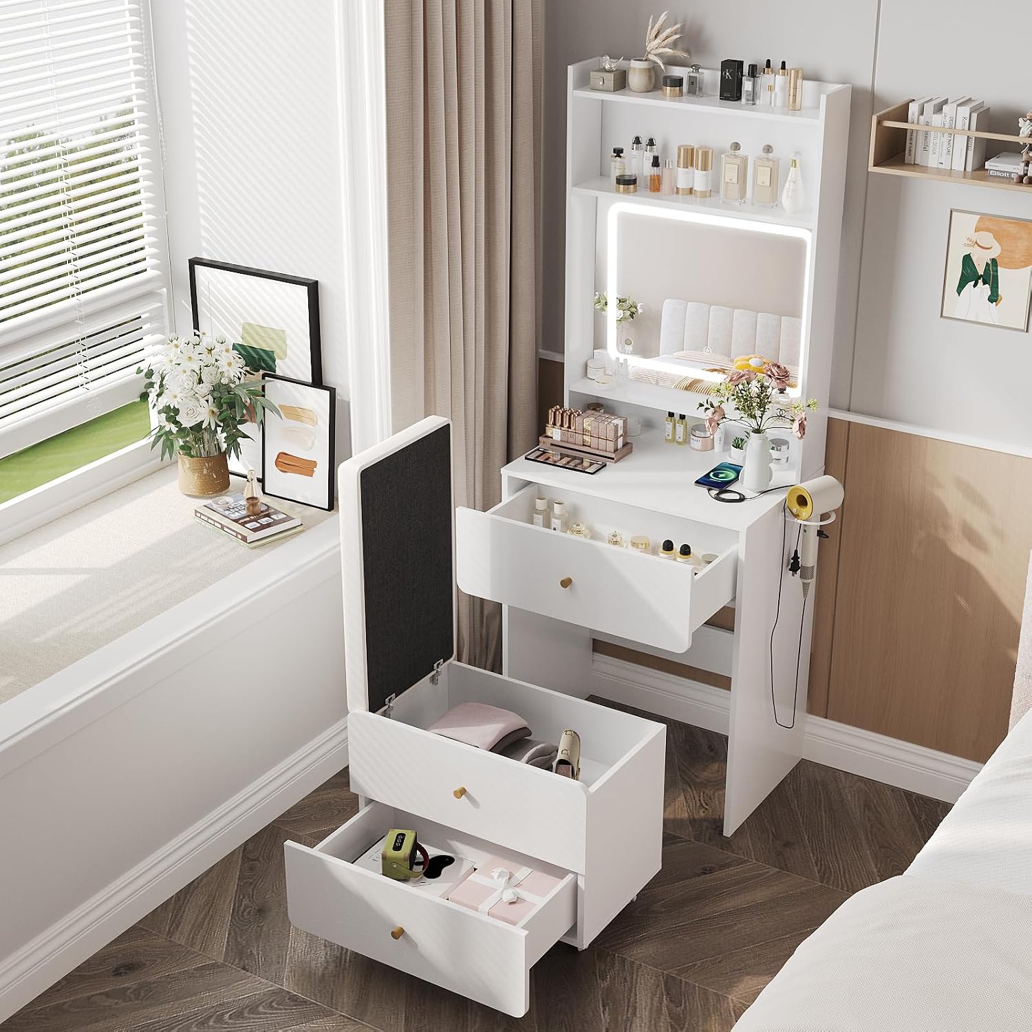 Desk Setup Small - Vabches Make Up Vanity Desk with