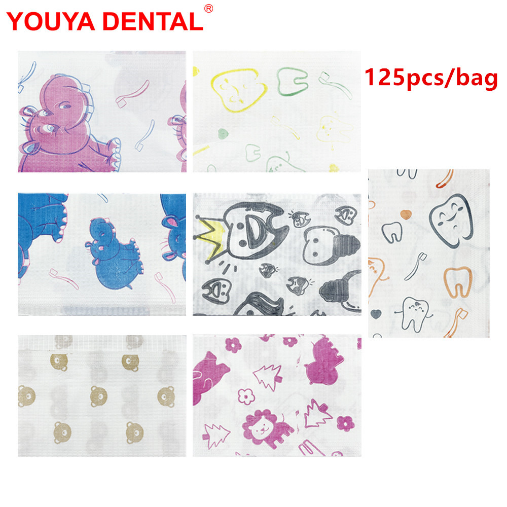 Desk Setup Kids - 125pcs Kids Dental Bibs Disposable Cute
