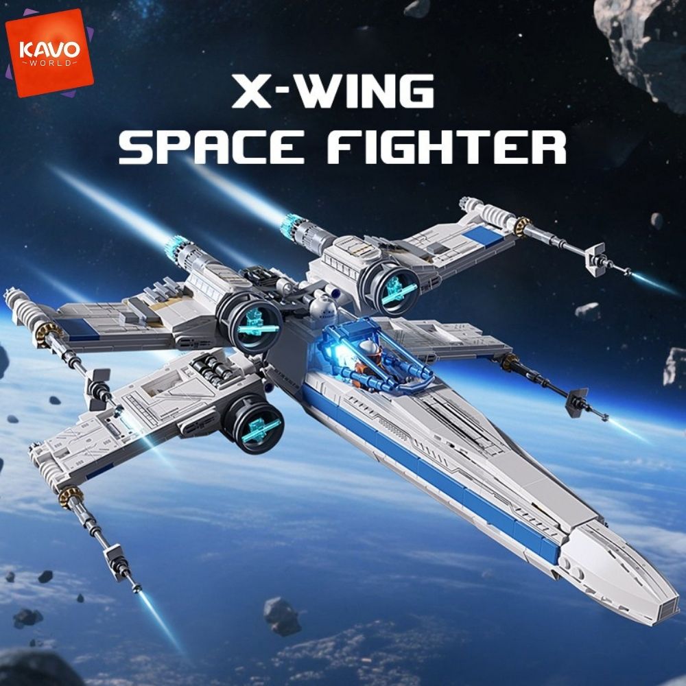 Desk Setup Small - KAVOWORLD 1271pcs Sci-Fi Space Fighter Building