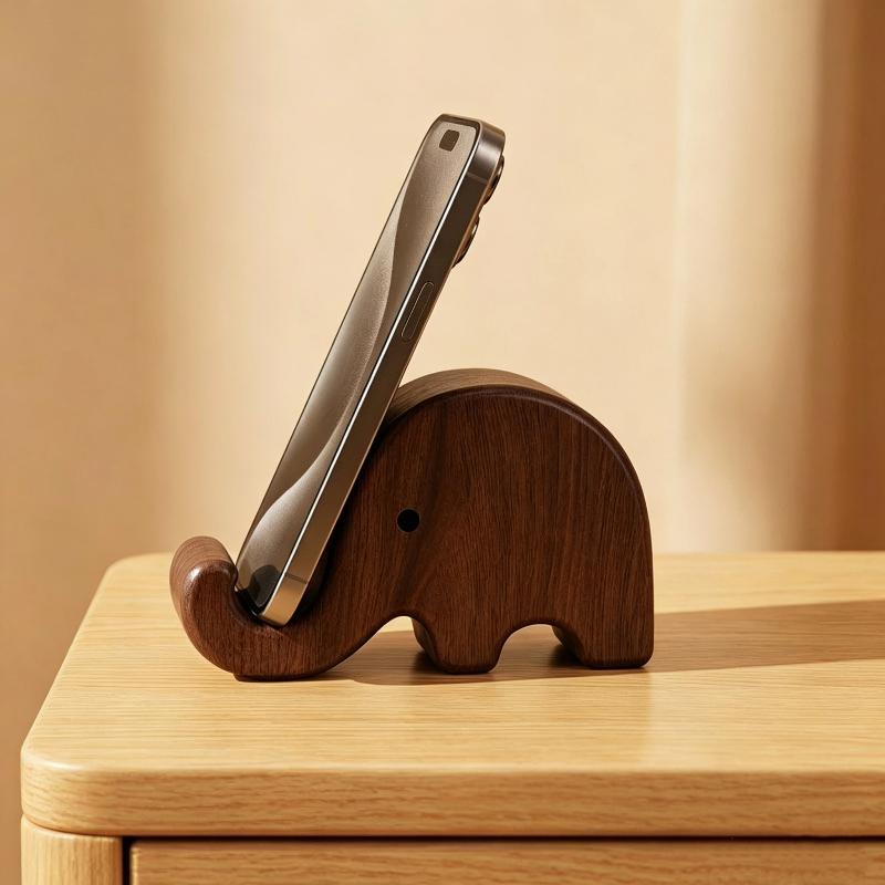 Desk Setup Wood - Simple Solid Wood Black Walnut Phone