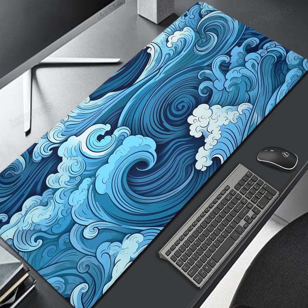 Desk Setup Pink - Laptop Office Mats Flowy Waves Desk