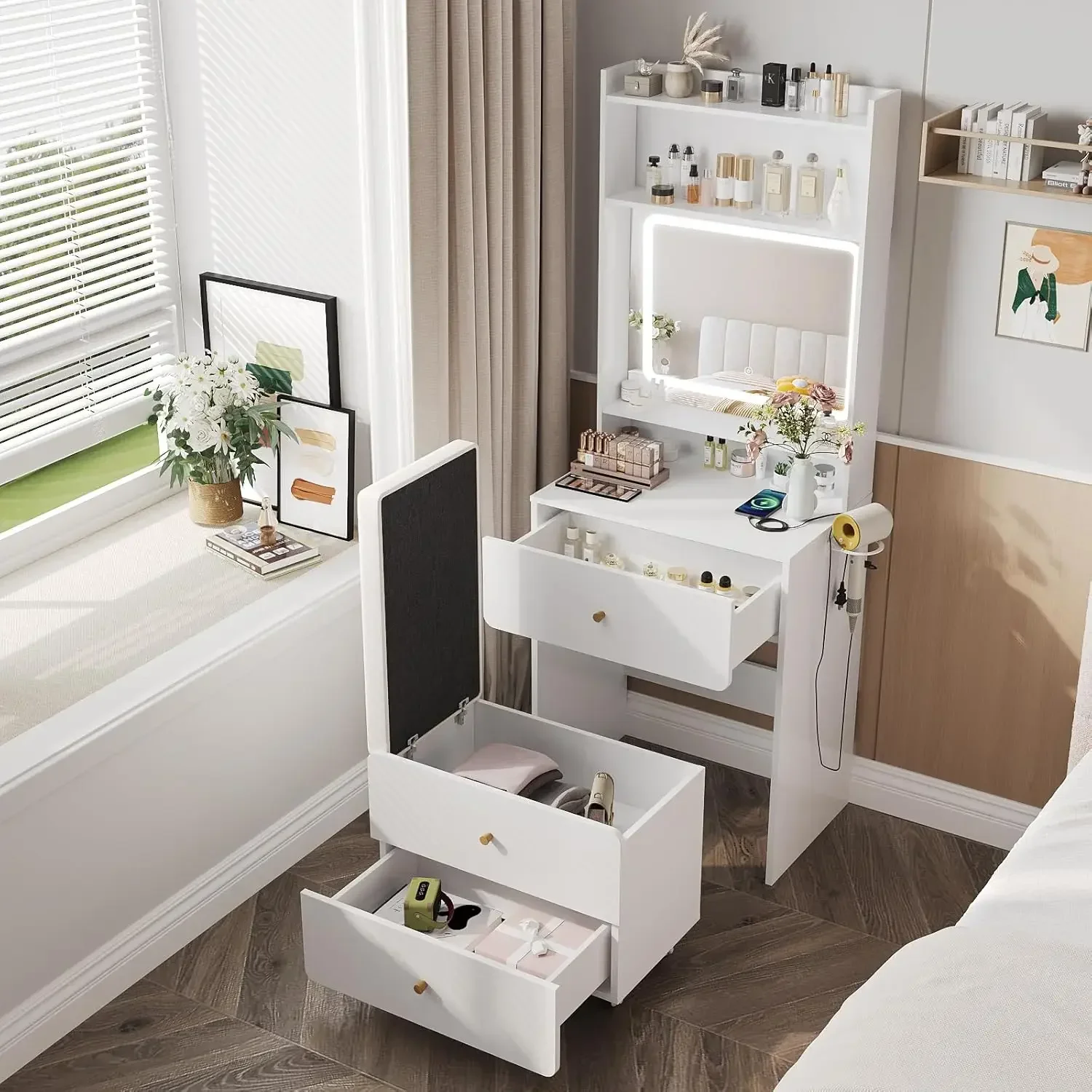 Desk Setup Small - Vabches Make Up Vanity Desk with