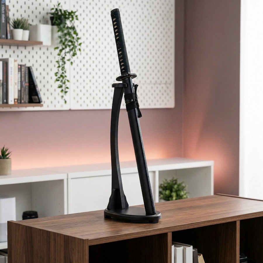 Desk Setup Wood - Vertical Katana Stand Sword Shelf Support
