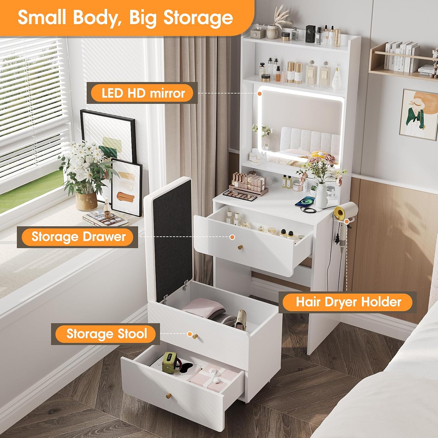 Vabches Make Up Vanity Desk wi - Desk Setup Small ulasan dan harga