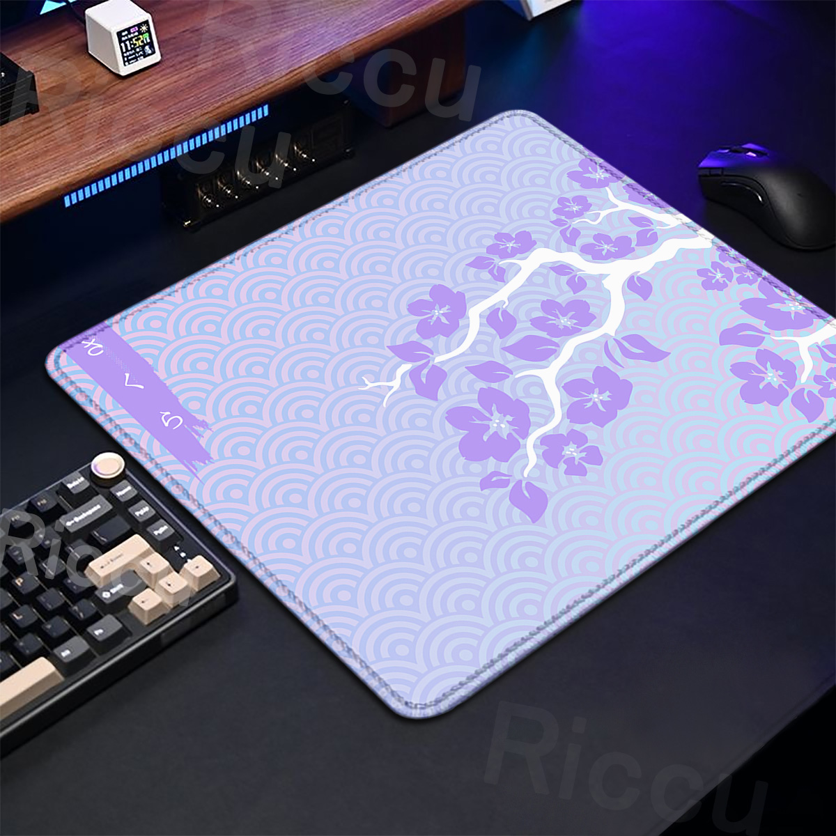 Purple Sakura Table Pad Gaming - Desk Setup Pink ulasan dan harga