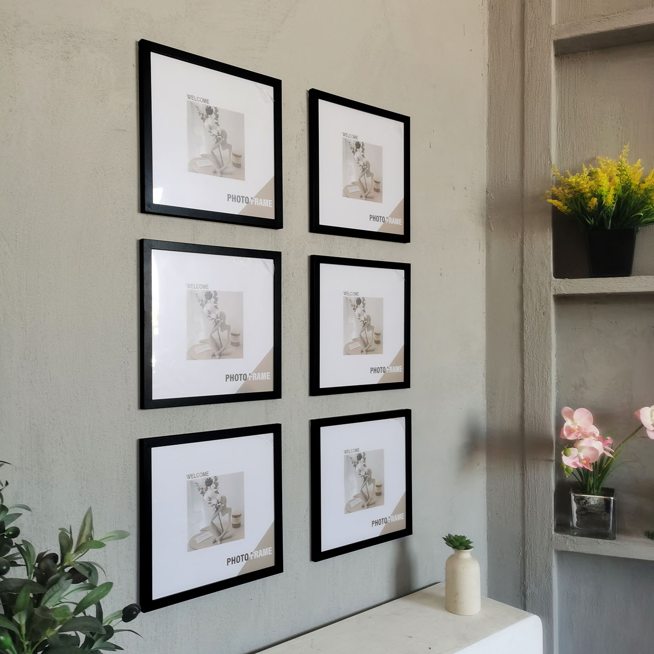 3Pcs Wood Square Photo Frames  - Desk Setup Poster ulasan dan harga