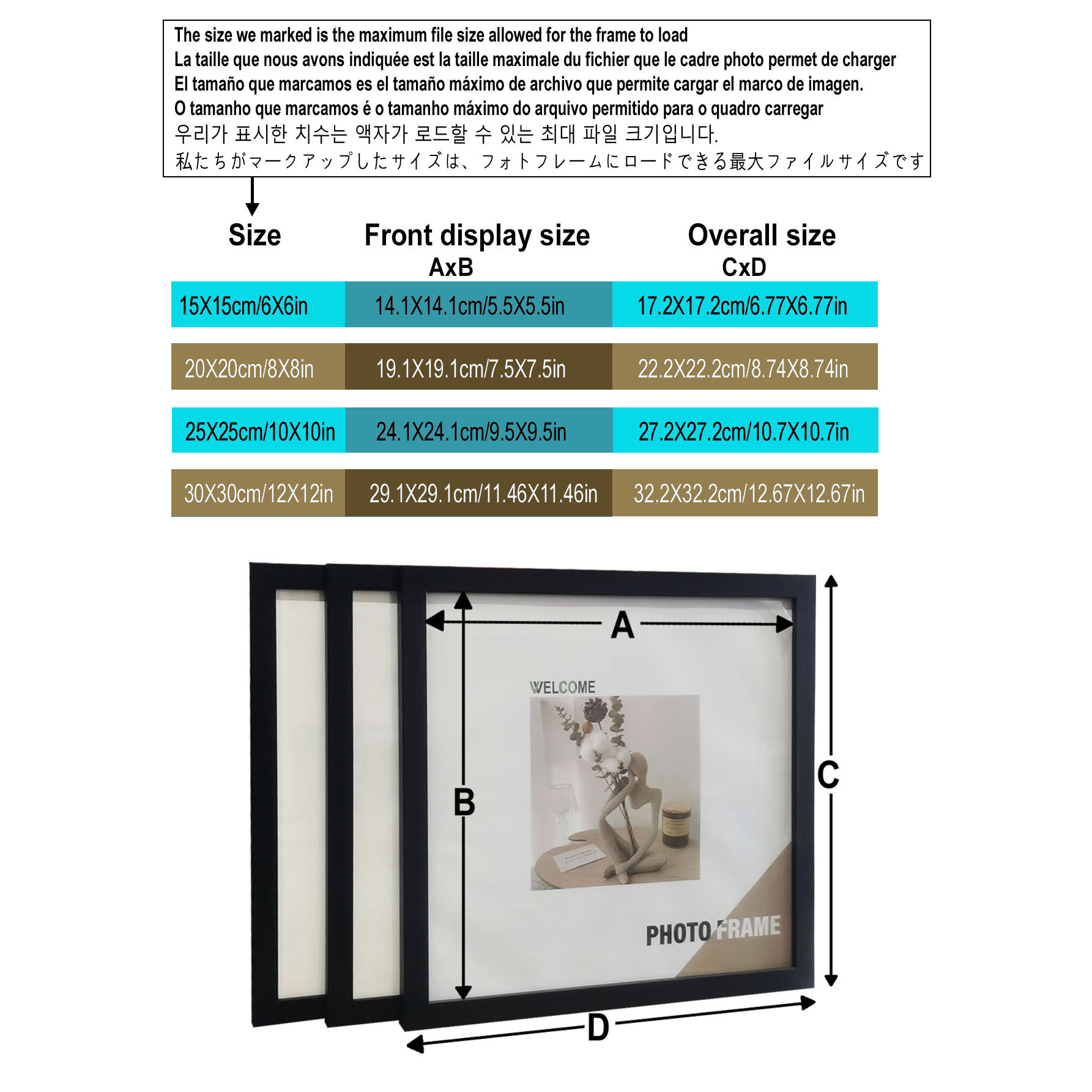 3Pcs Wood Square Photo Frames  - Desk Setup Poster ulasan dan harga