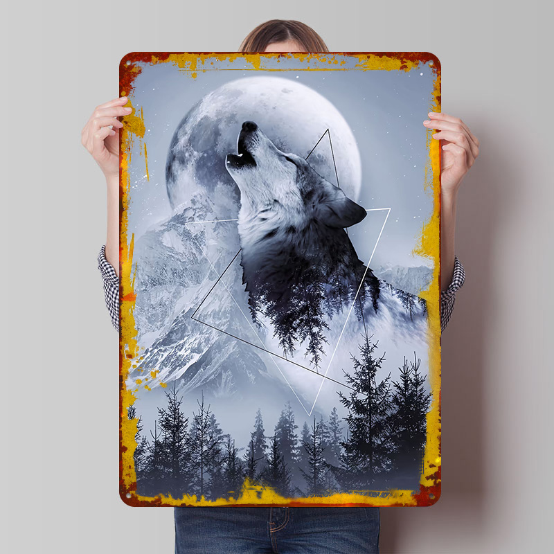 Howl With the Wolf Tin Poster  - Desk Setup Poster ulasan dan harga