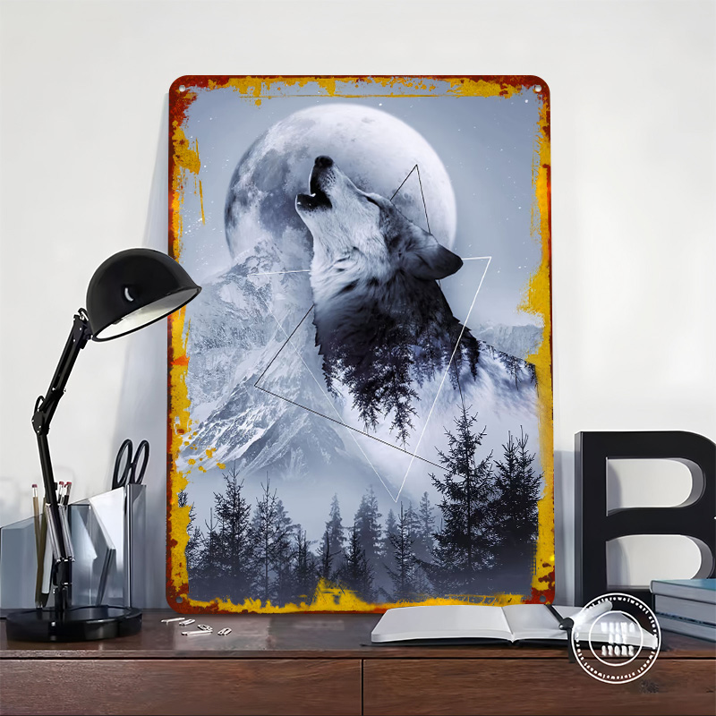 Howl With the Wolf Tin Poster  - Desk Setup Poster ulasan dan harga