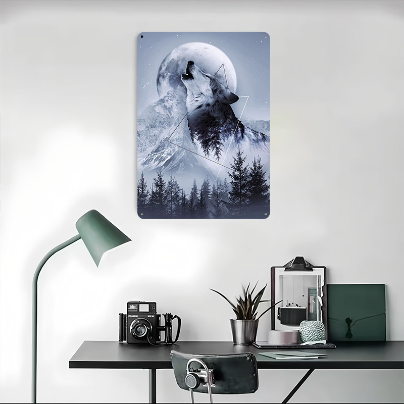 Howl With the Wolf Tin Poster  - Desk Setup Poster ulasan dan harga
