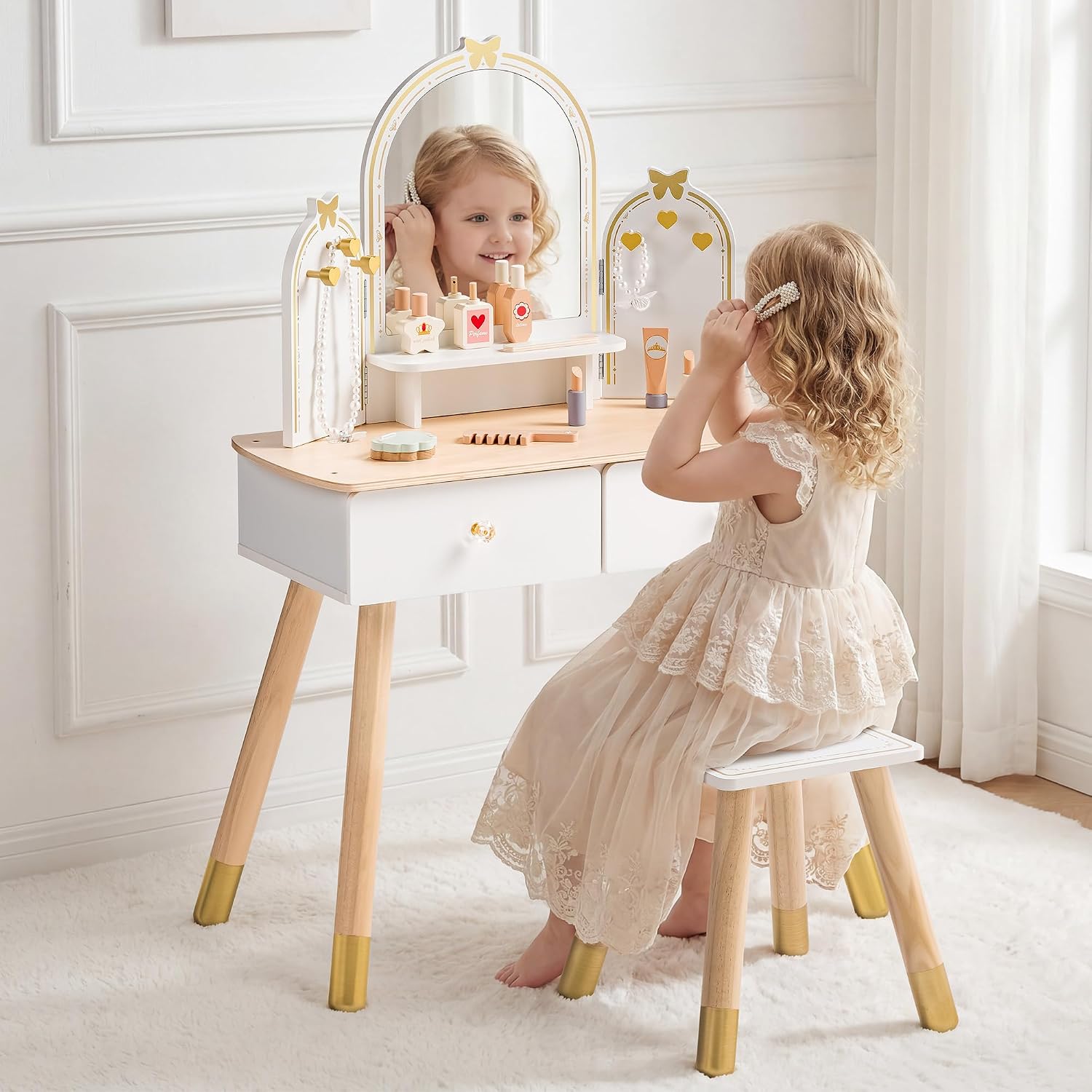 ROBOTIME White Kids Vanity Set - Desk Setup Small ulasan dan harga
