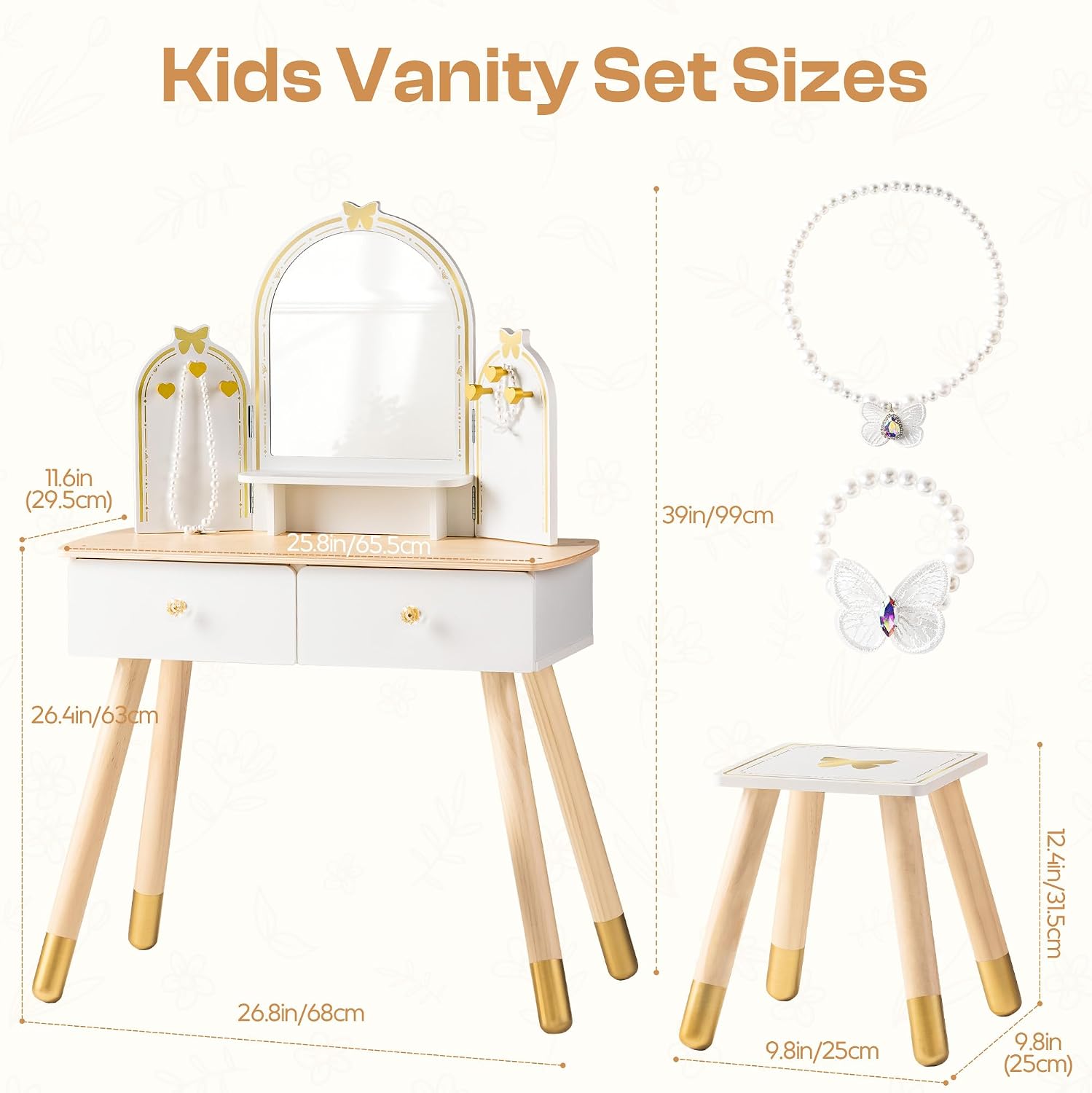 ROBOTIME White Kids Vanity Set - Desk Setup Small ulasan dan harga
