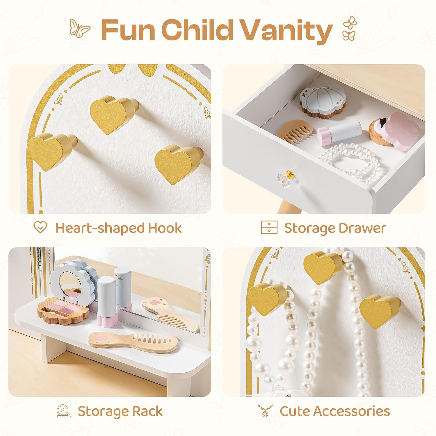 ROBOTIME White Kids Vanity Set - Desk Setup Small ulasan dan harga