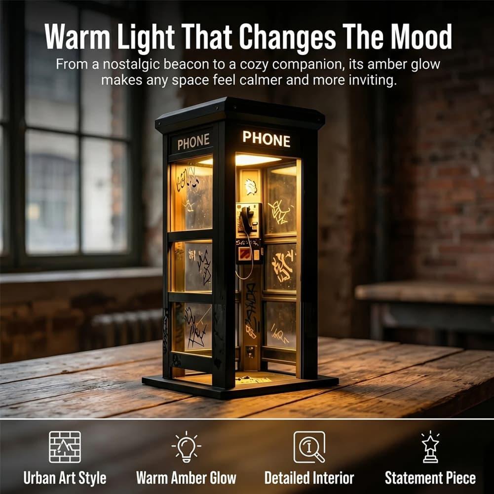 Retro Graffiti Phone Booth Tab - Desk Setup Lamp ulasan dan harga