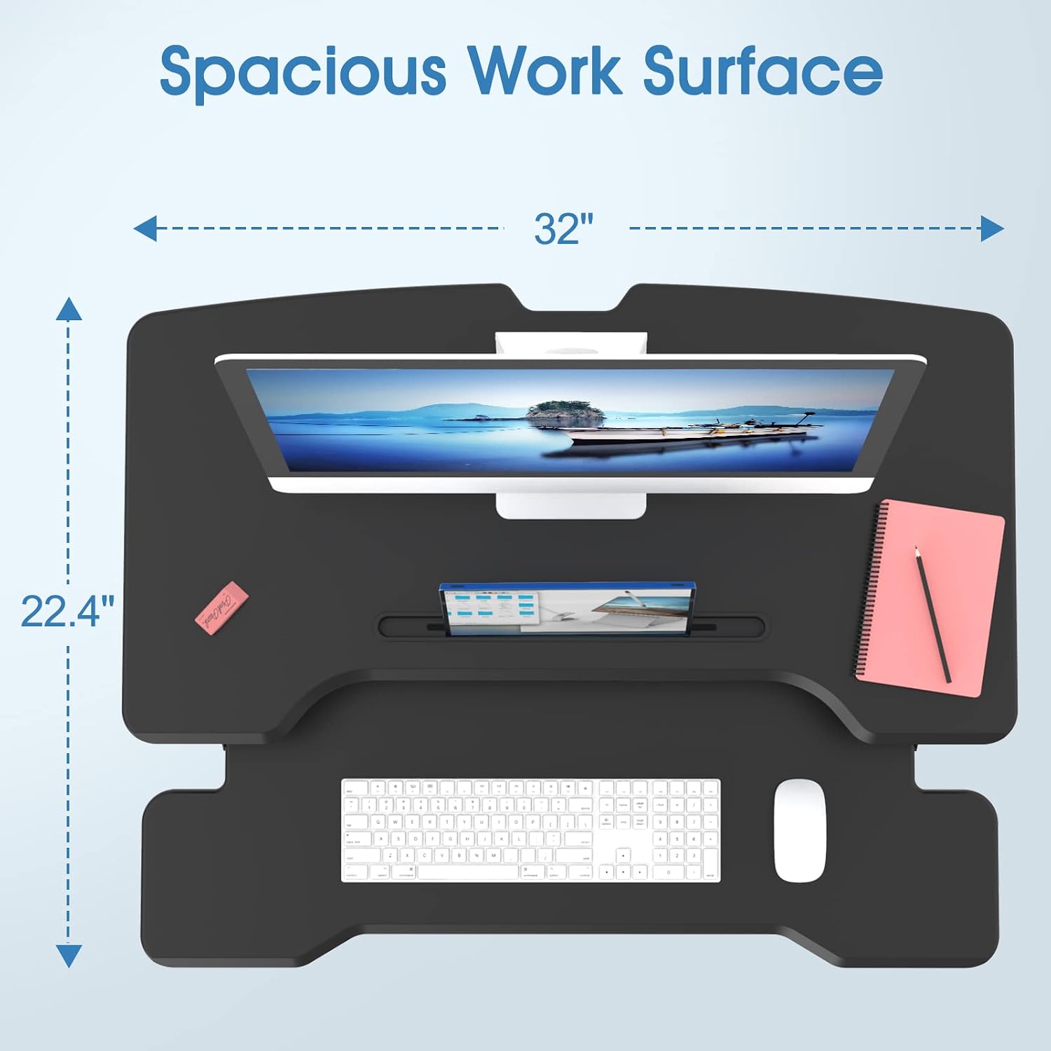 Standing Desk Converter, Heigh - Desk Setup With Keyboard Tray ulasan dan harga