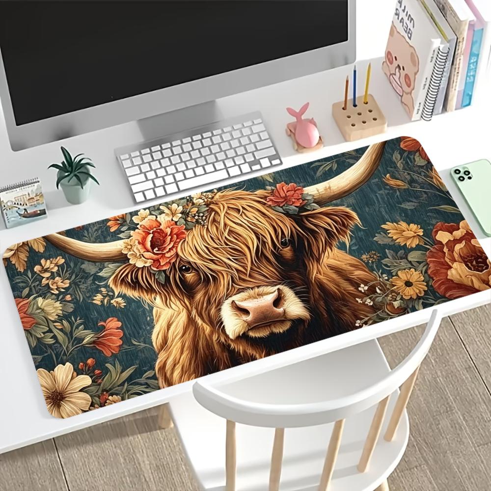 Vintage Highland Cow Floral Ga - Desk Setup Vintage ulasan dan harga
