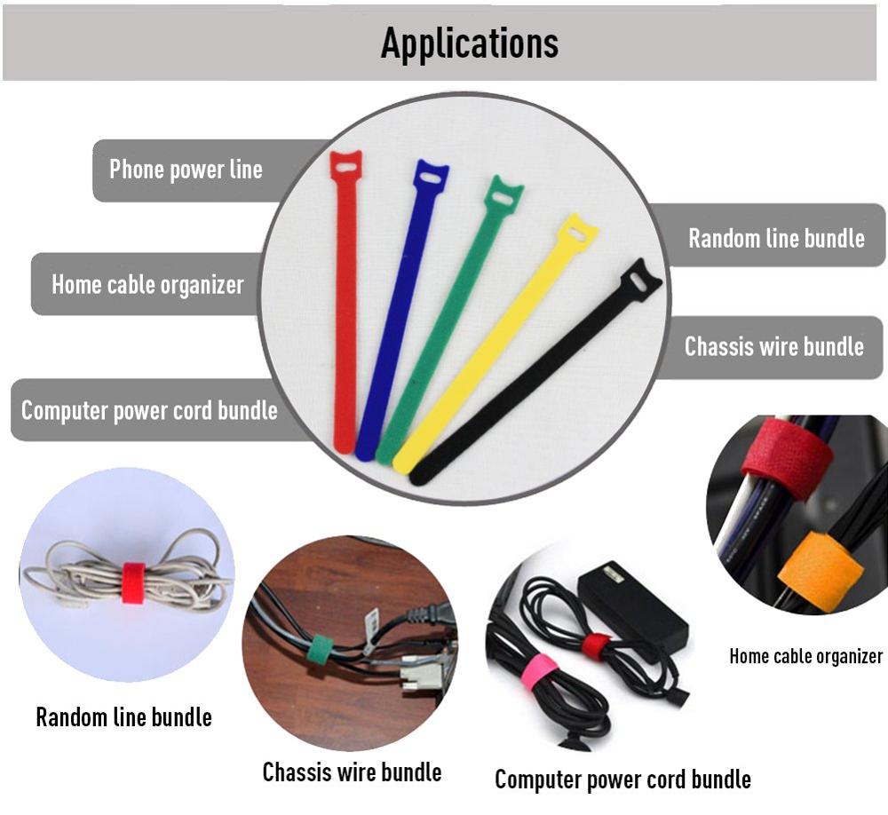 50pcs 12*150-300mm T-type Velc - Cable Velcro Strap ulasan dan harga