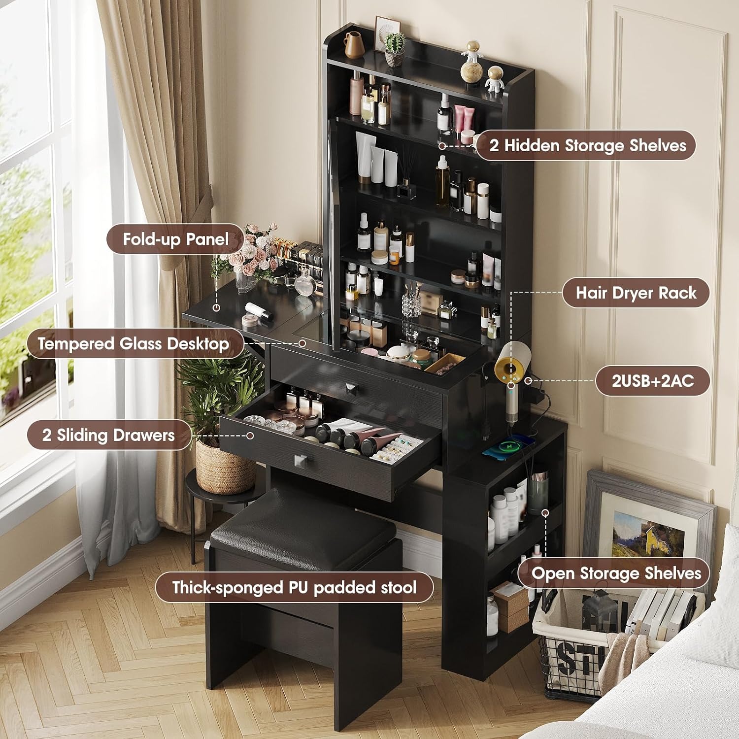 Small Makeup Vanity Desk with  - Desk Setup Small ulasan dan harga