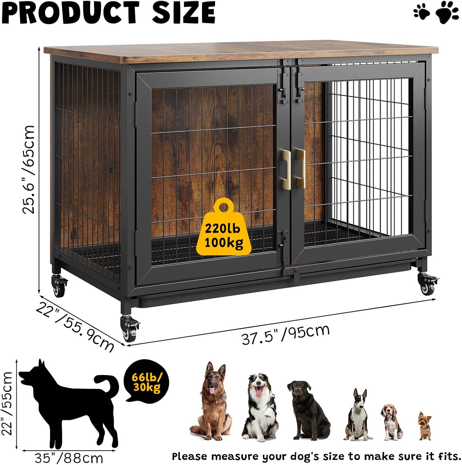 37.5 Inch Wooden Dog Crate Fur - Desk Setup Wood ulasan dan harga