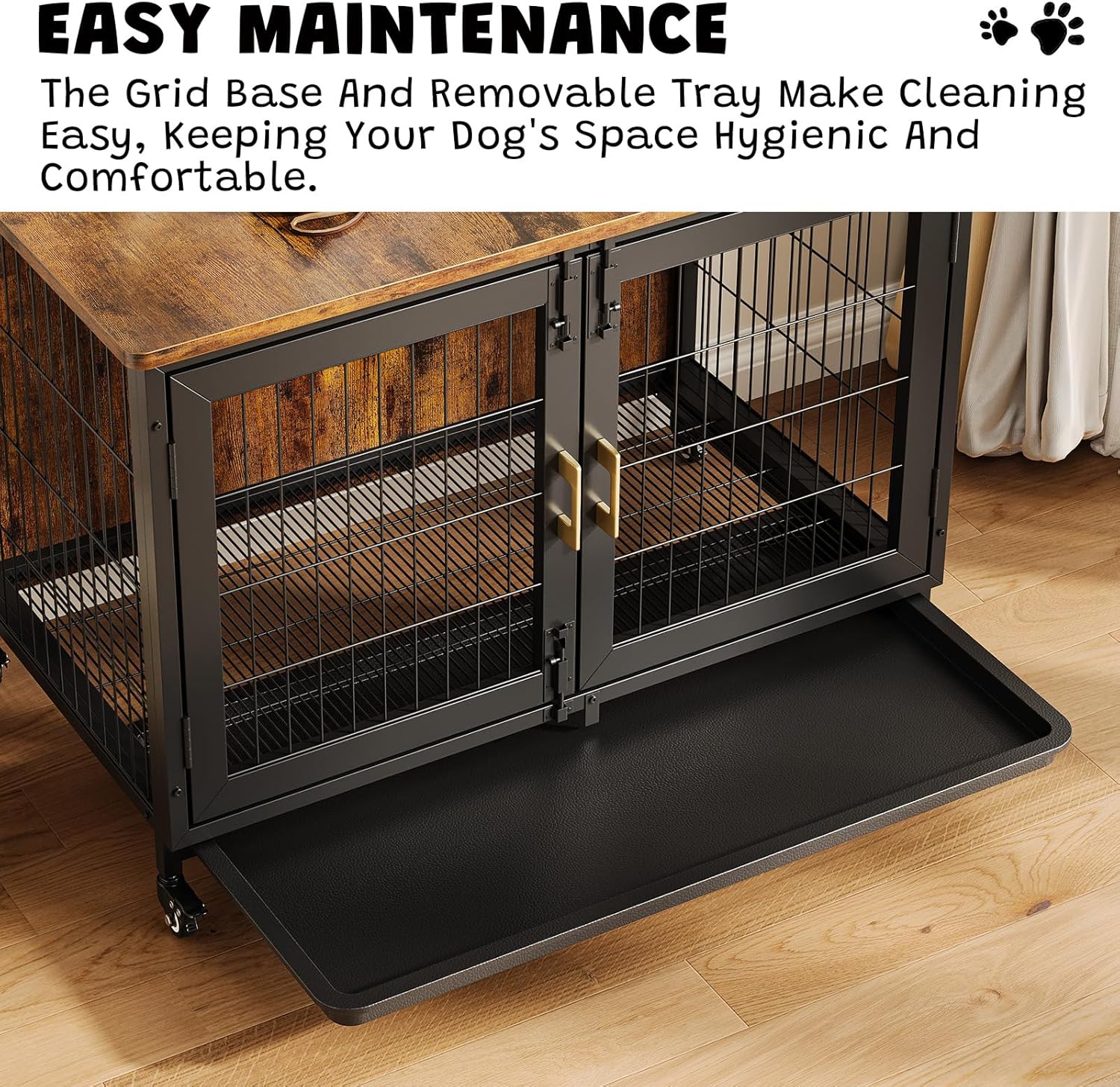 37.5 Inch Wooden Dog Crate Fur - Desk Setup Wood ulasan dan harga