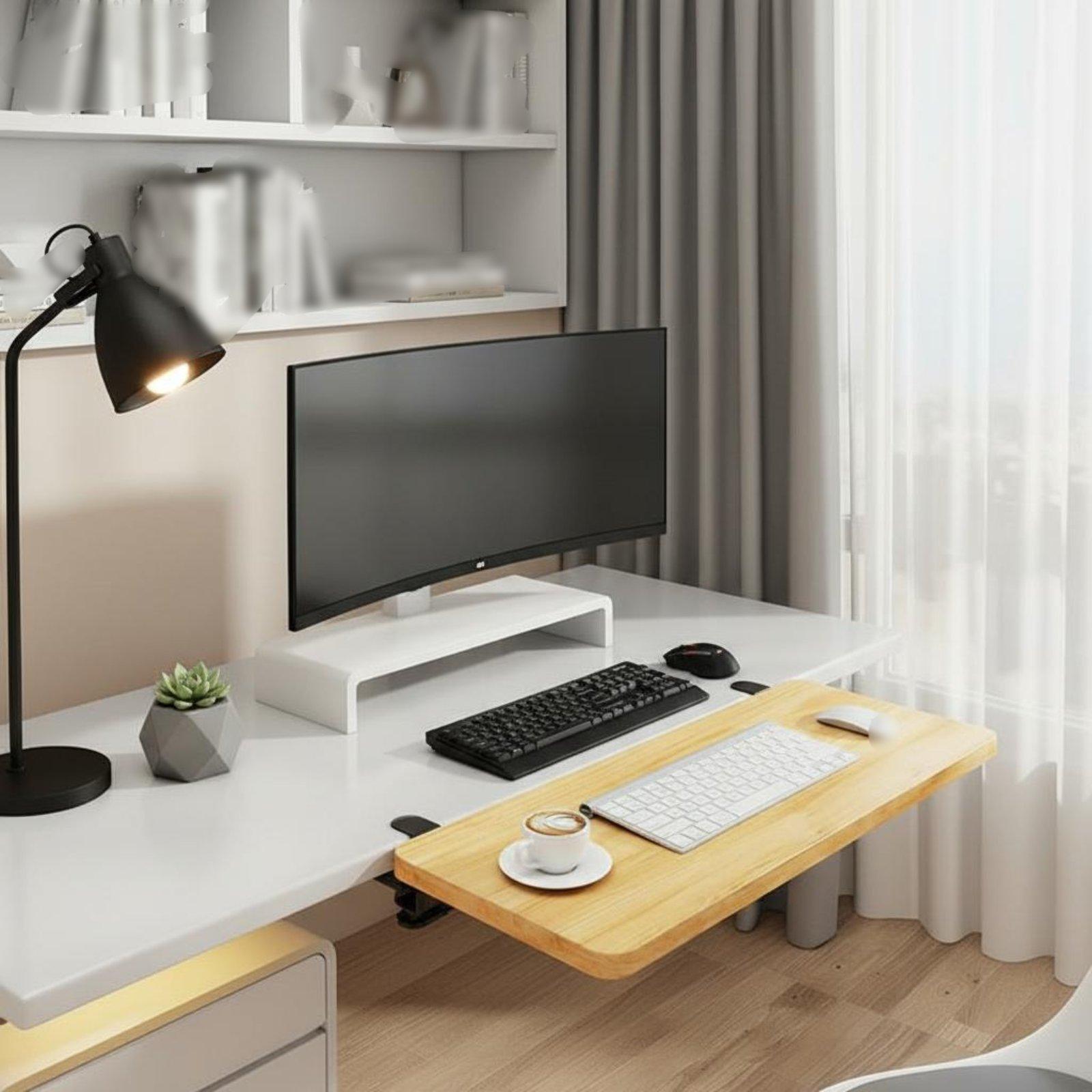 Folding Desk Shelf Desk Extens - Desk Setup With Keyboard Tray ulasan dan harga