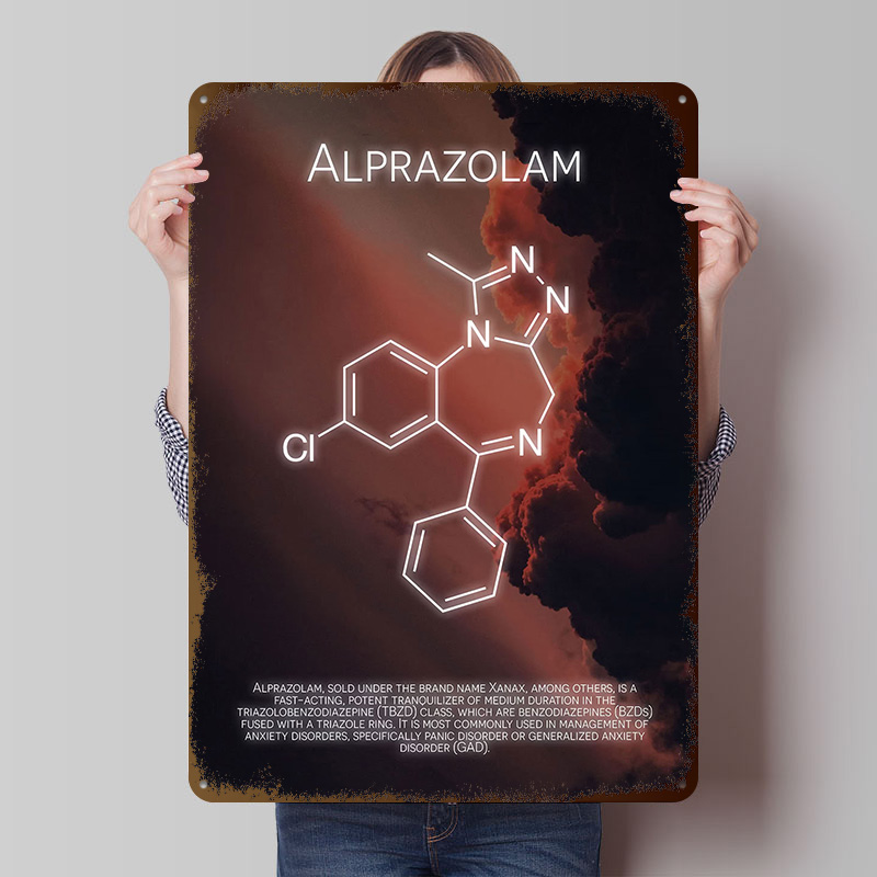 Alprazolam Molecule Tinplate P - Desk Setup Poster ulasan dan harga