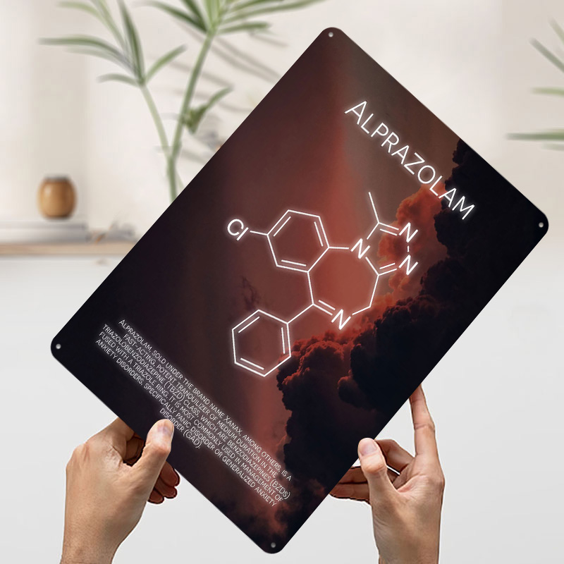 Alprazolam Molecule Tinplate P - Desk Setup Poster ulasan dan harga