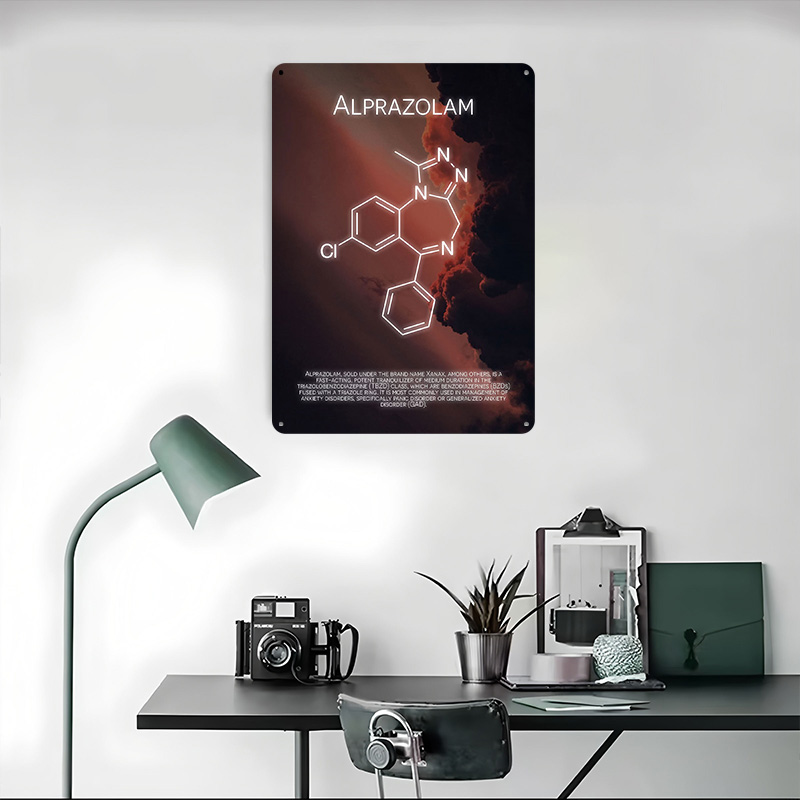 Alprazolam Molecule Tinplate P - Desk Setup Poster ulasan dan harga