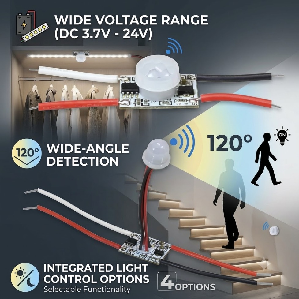 5V/12V/24V PIR Motion Sensor L - Desk Setup Led Strip ulasan dan harga