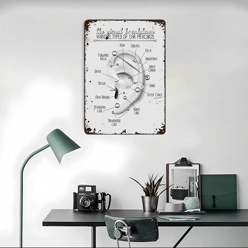 Ear Piercing Chart Metal Poste - Desk Setup Poster ulasan dan harga