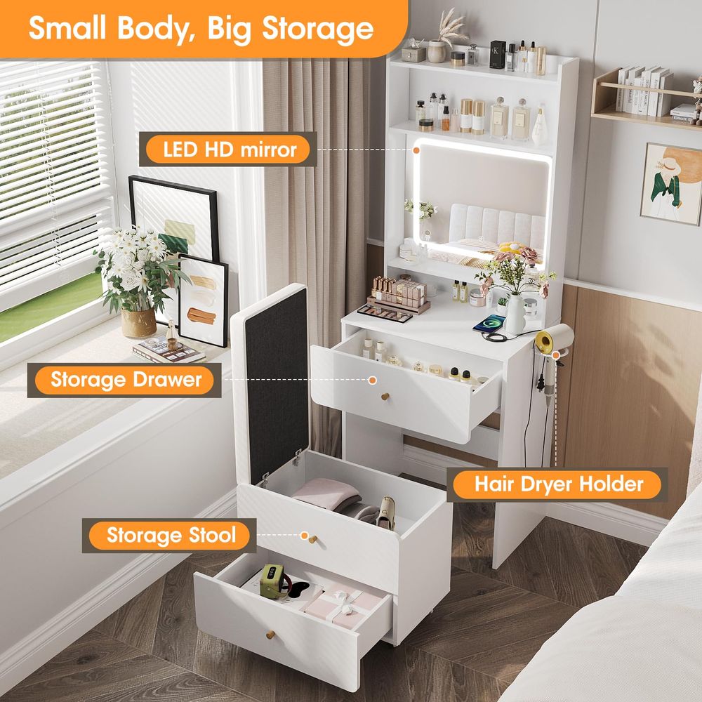 Up Vanity Desk with Mirror and - Desk Setup Small ulasan dan harga