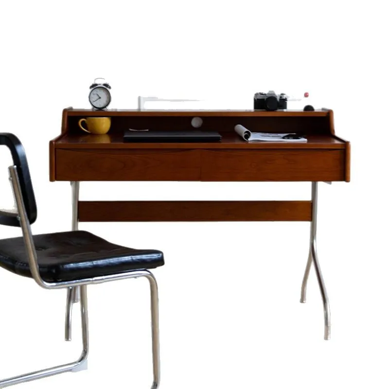 Retro Solid Wood Desk Compact  - Desk Setup Small ulasan dan harga