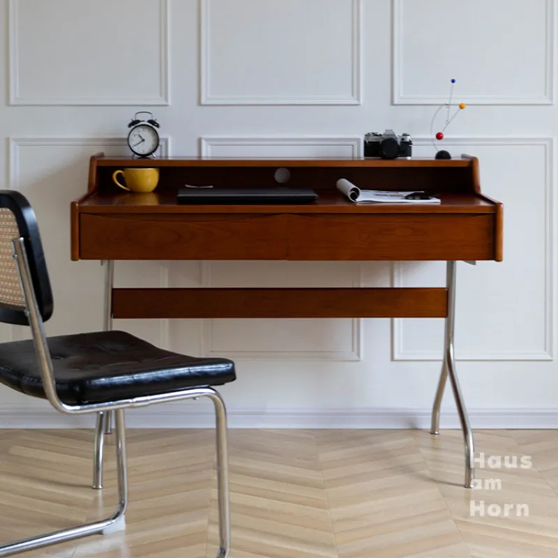 Retro Solid Wood Desk Compact  - Desk Setup Small ulasan dan harga
