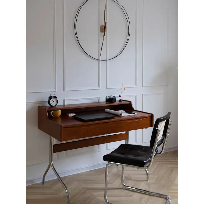 Retro Solid Wood Desk Compact  - Desk Setup Small ulasan dan harga