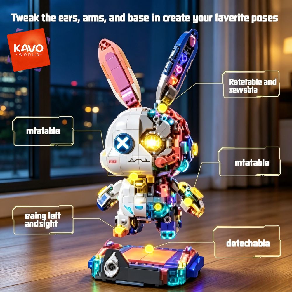 KAVOWORLD 1377PCS Robot Rabbit - Desk Setup Kit ulasan dan harga