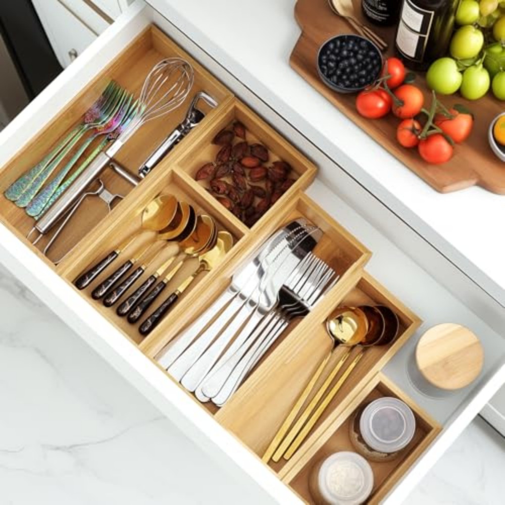Set of 3 Bamboo Drawer Organiz - Desk Setup Kit ulasan dan harga